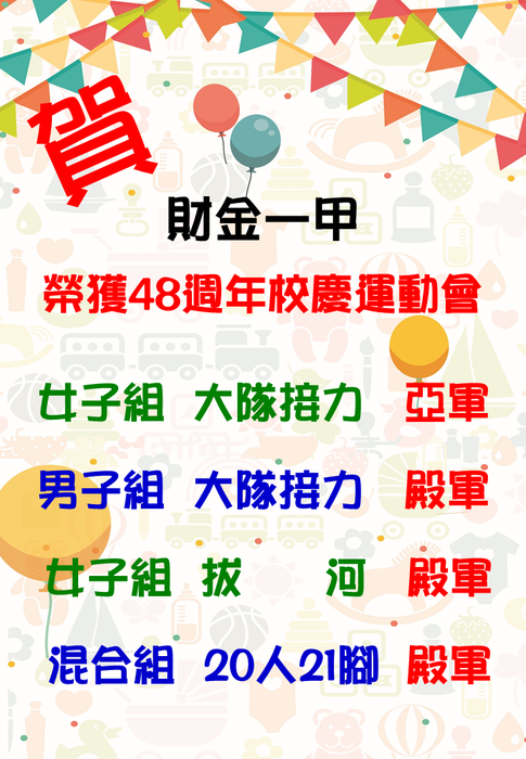 【賀】財金一甲榮獲運動會四個獎項圖片